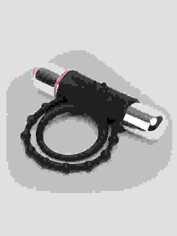 Lovehoney Twin Silicone Vibrating Cock Ring, Black, hi-res